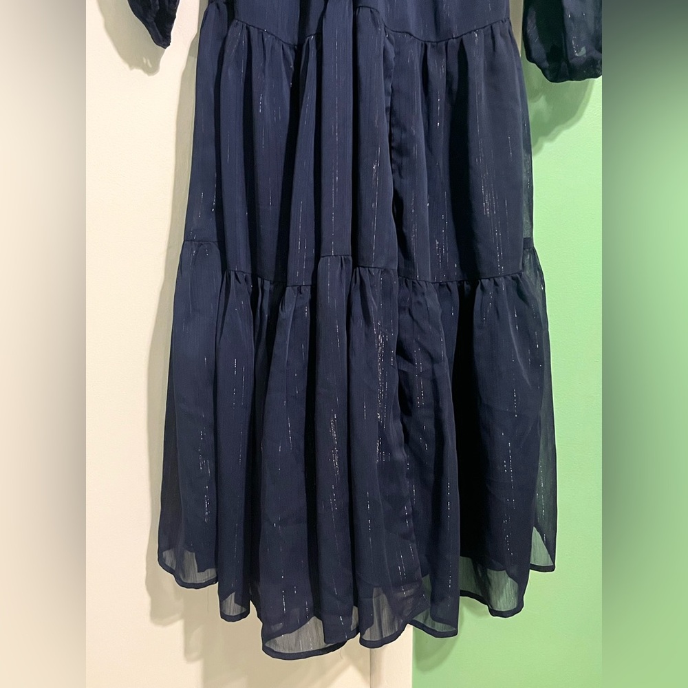 Navy Blue Midi Wedding Guest Dress - Picture 6 of 8